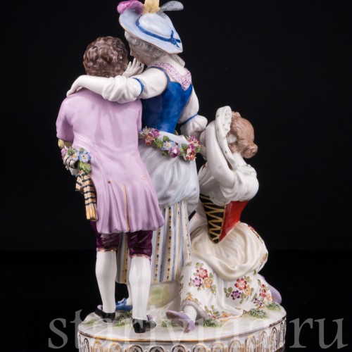 Старинная фарфорвая композиция "Непростой выбор", Volkstedt, Германия, 19 в.