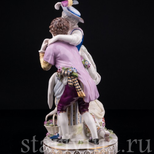 Старинная фарфорвая композиция "Непростой выбор", Volkstedt, Германия, 19 в.