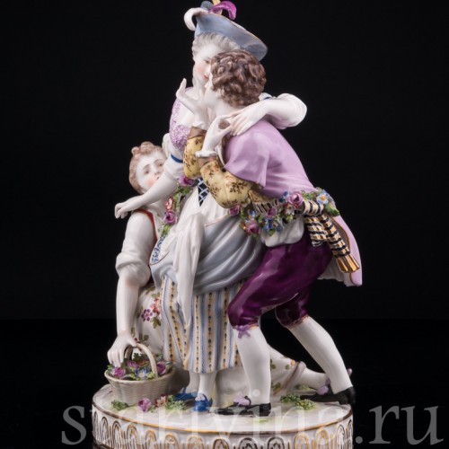 Старинная фарфорвая композиция "Непростой выбор", Volkstedt, Германия, 19 в.