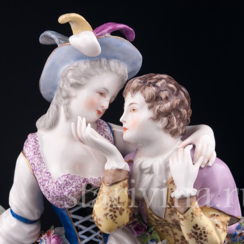 Старинная фарфорвая композиция "Непростой выбор", Volkstedt, Германия, 19 в.