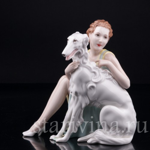 Девушка с борзой, Bohemia, Haas & Czjzek, Чехия, 1930 гг