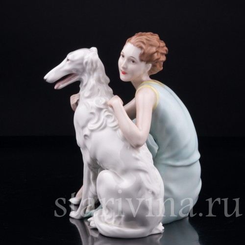 Девушка с борзой, Bohemia, Haas & Czjzek, Чехия, 1930 гг