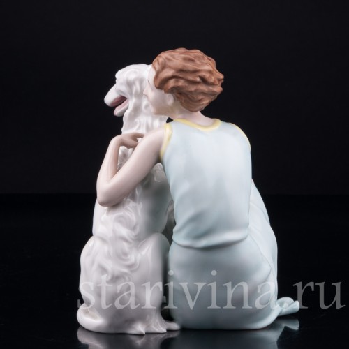 Девушка с борзой, Bohemia, Haas & Czjzek, Чехия, 1930 гг