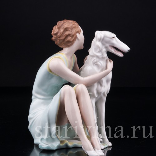 Девушка с борзой, Bohemia, Haas & Czjzek, Чехия, 1930 гг