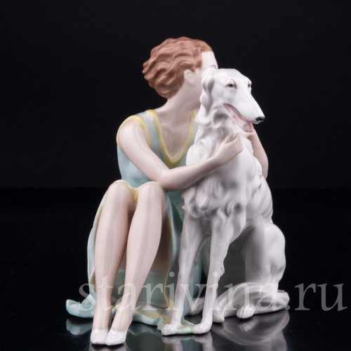 Девушка с борзой, Bohemia, Haas & Czjzek, Чехия, 1930 гг