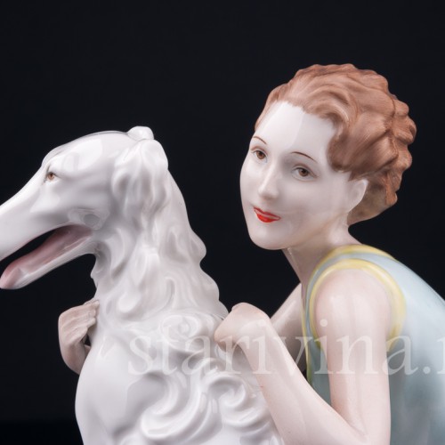 Девушка с борзой, Bohemia, Haas & Czjzek, Чехия, 1930 гг