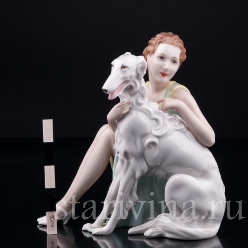 Девушка с борзой, Bohemia, Haas & Czjzek, Чехия, 1930 гг