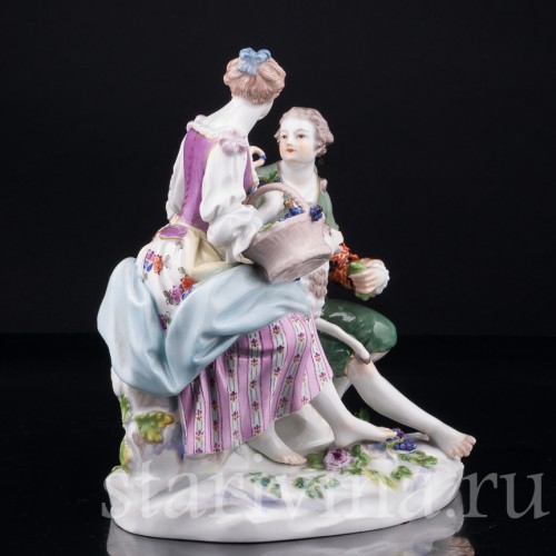Фарфорвая статуэтка Пара виноградом и овечкой, Meissen, Германия, сер. 20 в.