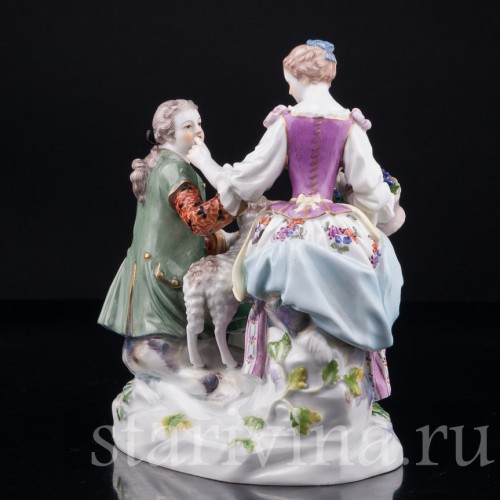 Фарфорвая статуэтка Пара виноградом и овечкой, Meissen, Германия, сер. 20 в.