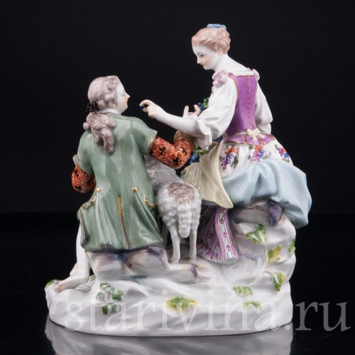 Фарфорвая статуэтка Пара виноградом и овечкой, Meissen, Германия, сер. 20 в.