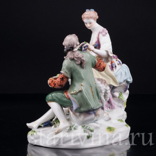 Фарфорвая статуэтка Пара виноградом и овечкой, Meissen, Германия, сер. 20 в.
