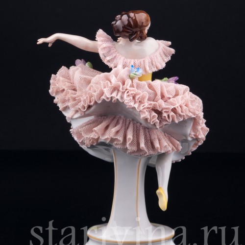 Балерина в розовом платье, кружевная, Muller & Co, Германия, нач. 20 в