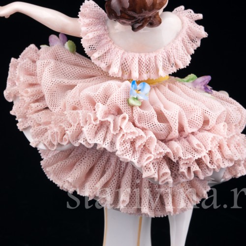 Балерина в розовом платье, кружевная, Muller & Co, Германия, нач. 20 в