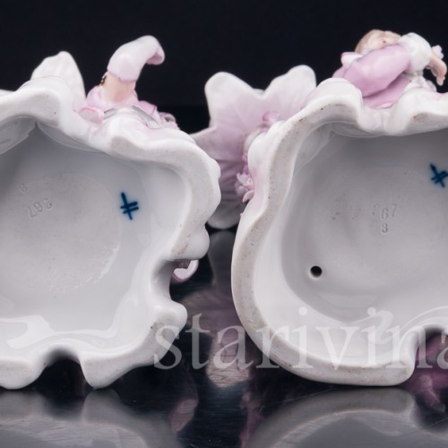 Фарфоровые подсвечники Пара в розовом, Sitzendorf, Германия, 19 в.