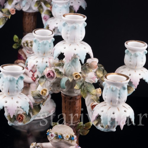 Фарфоровые Канделябры "Времена года", Sitzendorf, Германия, 19 в.