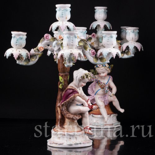 Фарфоровые Канделябры "Времена года", Sitzendorf, Германия, 19 в.