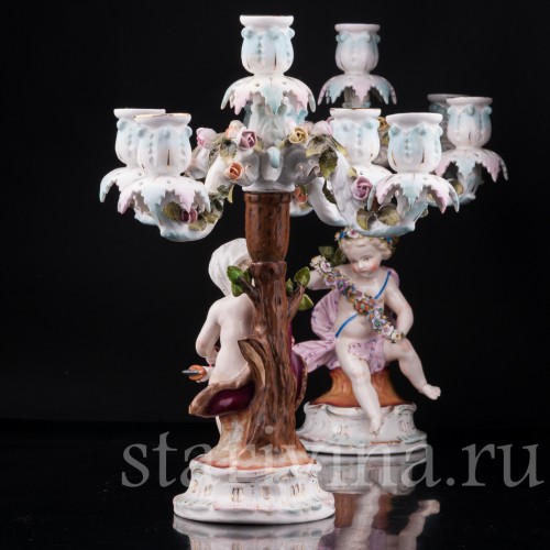 Фарфоровые Канделябры "Времена года", Sitzendorf, Германия, 19 в.