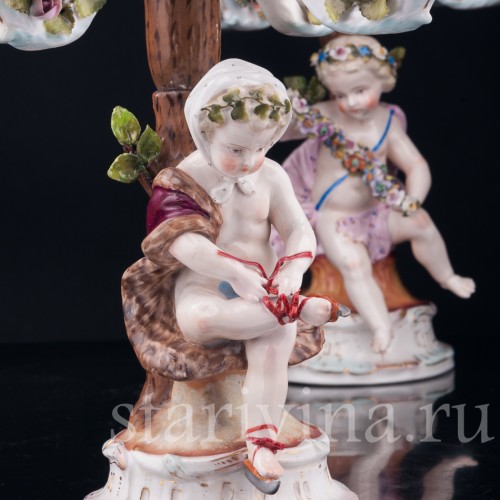 Фарфоровые Канделябры "Времена года", Sitzendorf, Германия, 19 в.