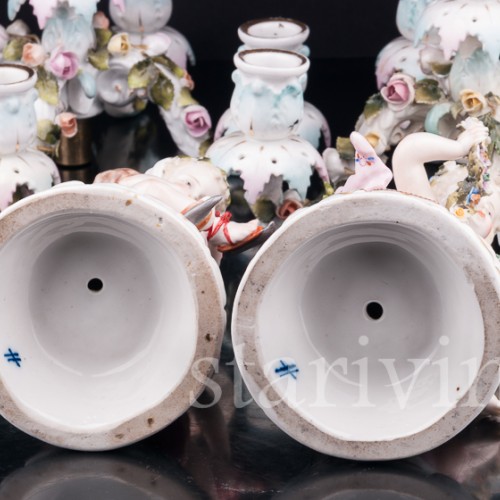 Фарфоровые Канделябры "Времена года", Sitzendorf, Германия, 19 в.