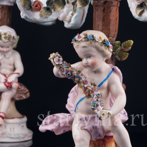 Фарфоровые Канделябры "Времена года", Sitzendorf, Германия, 19 в.