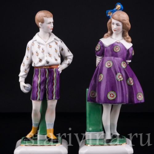 Фарфорвая статуэтка детей Мальчик и девочка, Goebel, Германия, 1920-30 гг.
