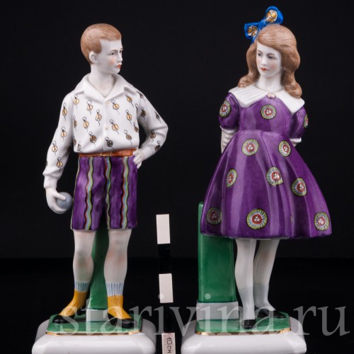 Фарфорвая статуэтка детей Мальчик и девочка, Goebel, Германия, 1920-30 гг.