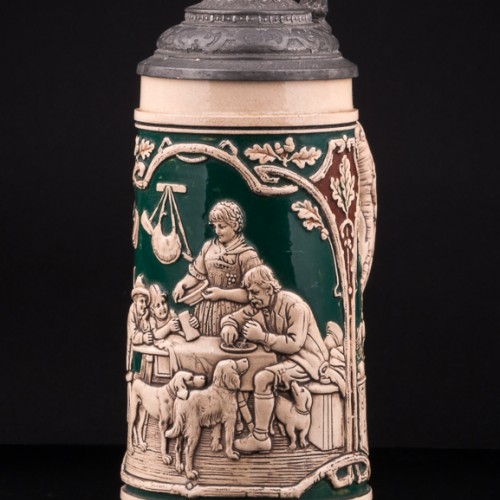 Пивная кружка Семья охотника, 1 л, Albert Jacob Thewalt, Германия, 1907-20 гг.