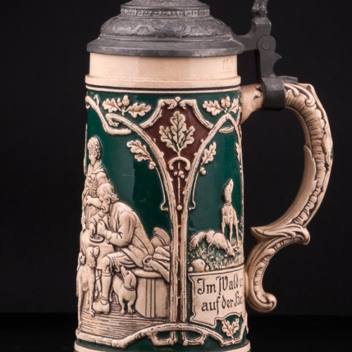 Пивная кружка Семья охотника, 1 л, Albert Jacob Thewalt, Германия, 1907-20 гг.