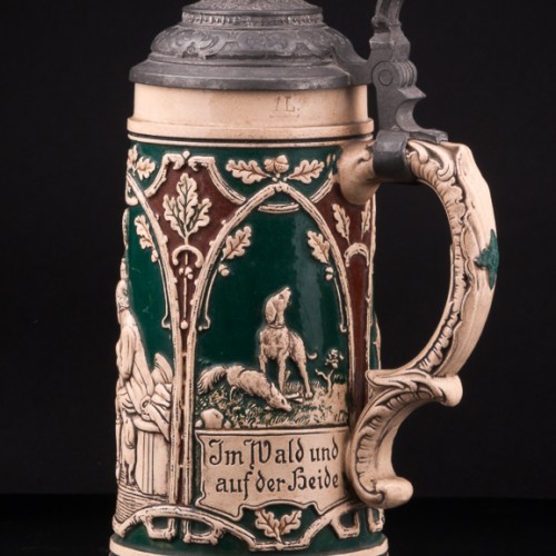 Пивная кружка Семья охотника, 1 л, Albert Jacob Thewalt, Германия, 1907-20 гг.