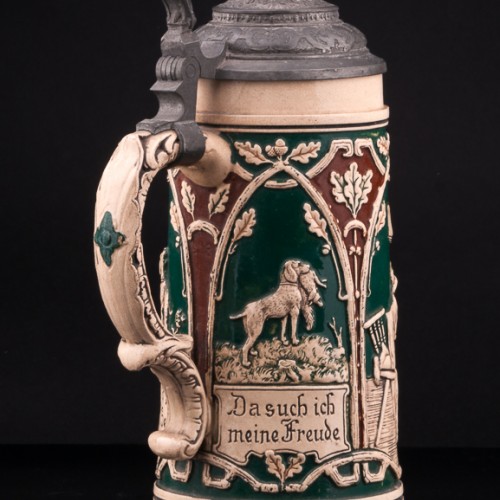 Пивная кружка Семья охотника, 1 л, Albert Jacob Thewalt, Германия, 1907-20 гг.