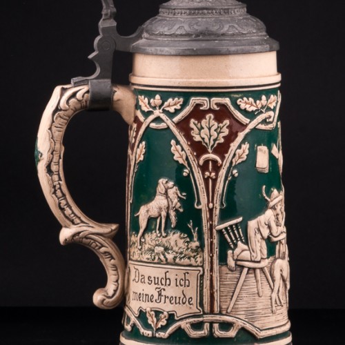 Пивная кружка Семья охотника, 1 л, Albert Jacob Thewalt, Германия, 1907-20 гг.