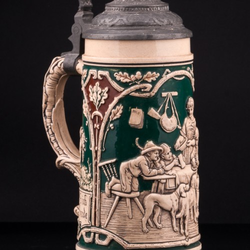 Пивная кружка Семья охотника, 1 л, Albert Jacob Thewalt, Германия, 1907-20 гг.