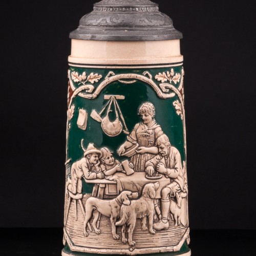 Пивная кружка Семья охотника, 1 л, Albert Jacob Thewalt, Германия, 1907-20 гг.