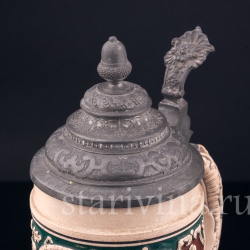 Пивная кружка Семья охотника, 1 л, Albert Jacob Thewalt, Германия, 1907-20 гг.