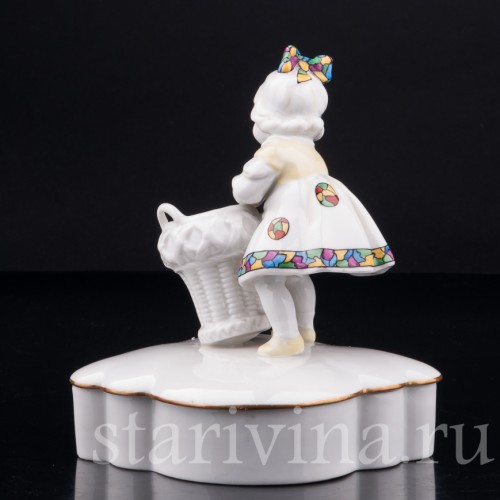 Девочка с корзиной, шкатулка, Hertwig & Co, Германия, 1920-30 гг