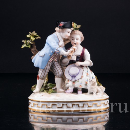 Урок игры на флейте, аллегория зимы, Дрезден, Германия, кон. 19 в