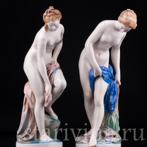Фарфорвая статуэтка девушки Купальщица, Karl Ens, Германия, нач. 20 в.
