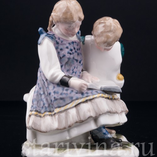 Дети, читающие книжку, Karl Ens, Германия, нач. 20 в