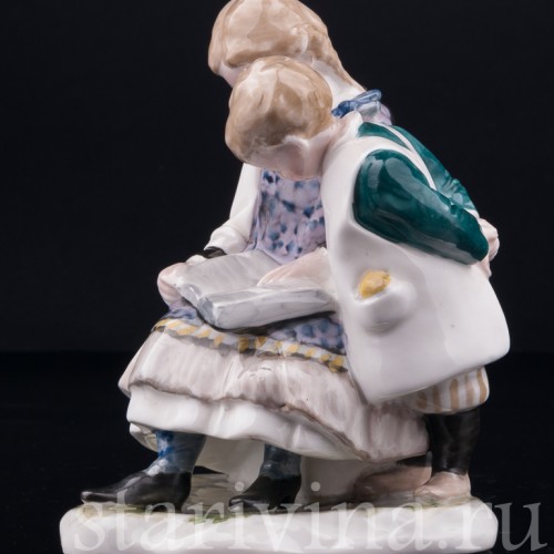 Дети, читающие книжку, Karl Ens, Германия, нач. 20 в