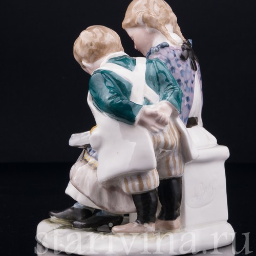 Дети, читающие книжку, Karl Ens, Германия, нач. 20 в