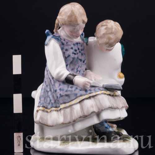 Дети, читающие книжку, Karl Ens, Германия, нач. 20 в