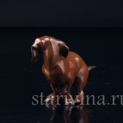 Присевшая такса (какающая такса), миниатюра, Rosenthal, Германия, 1960 гг