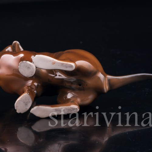 Присевшая такса (какающая такса), миниатюра, Rosenthal, Германия, 1960 гг
