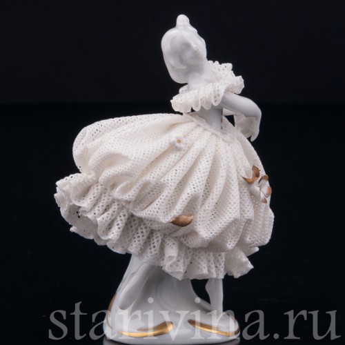 Танцующая девочка, кружевная миниатюра, Volkstedt, Германия