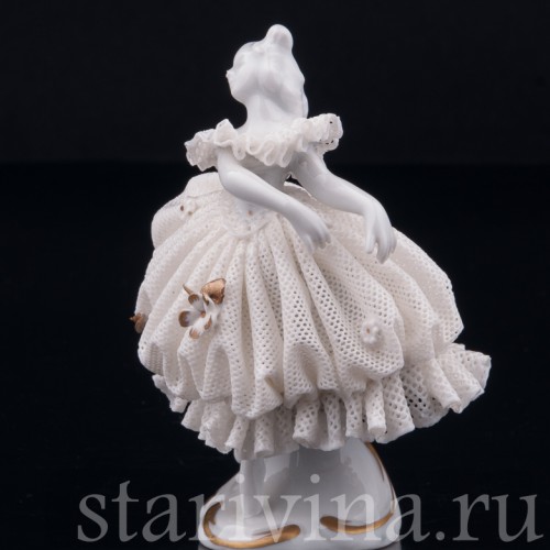 Танцующая девочка, кружевная миниатюра, Volkstedt, Германия
