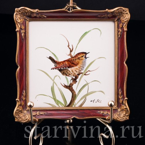 Картина на фарфоре Крапивник, Rosenthal, Германия, сер. 20 в