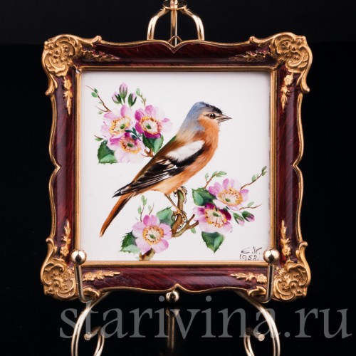 Картина на фарфоре Зяблик, Rosenthal, Германия, 1952 г