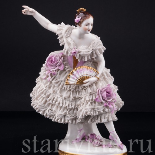 Танцовщица с веером, кружевная, Volkstedt, Германия, до 1935 г