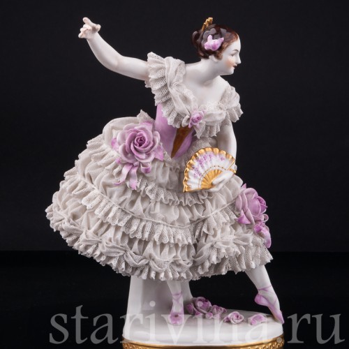 Танцовщица с веером, кружевная, Volkstedt, Германия, до 1935 г