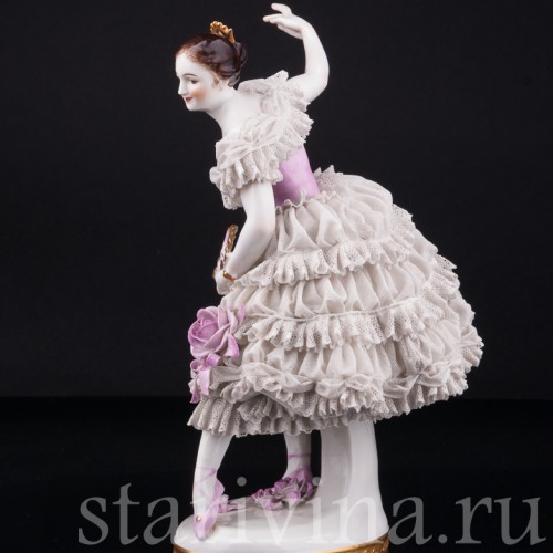 Танцовщица с веером, кружевная, Volkstedt, Германия, до 1935 г